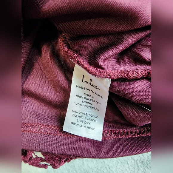 ALTERED: Lulus Formal Floral Lace Halter NeckBodycon Dress Size Large. Burgundy - Picture 6 of 10